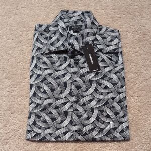 Express Men's Black and White Geometric Shirt
